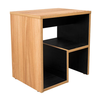 Mesa de Noche Niro, Fresno Europeo y Wengue, con diseño minimalista