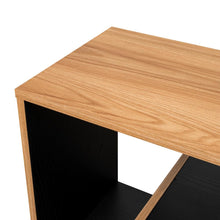 Mesa de Noche Niro, Fresno Europeo y Wengue, con diseño minimalista