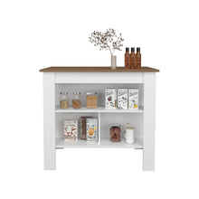 Barra de Cocina Cala, Castaño y Blanco, con Amplia Superficie en la Mesa ZF