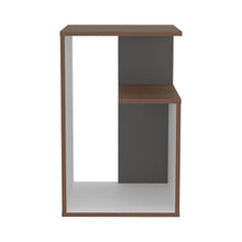 Mesa de Noche Evert, Castaño y Blanco Duqueza, con diseño moderno y espacio para ubicar objetos