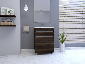 Mueble para Lavamanos Aluvy Talla L, Caoba y Gris, con Gran Capacidad de Almacenamiento 60