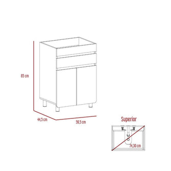 Mueble para Lavamanos Aluvy Talla L, Caoba y Gris, con Gran Capacidad de Almacenamiento 60