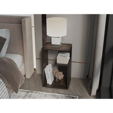 Mesa de Noche Evert, Caoba y Wengue, con diseño moderno y espacio para ubicar objetos ZF