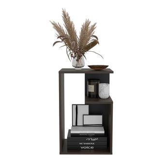 Mesa de Noche Evert, Caoba y Wengue, con diseño moderno y espacio para ubicar objetos ZF