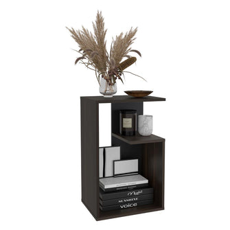 Mesa de Noche Evert, Caoba y Wengue, con diseño moderno y espacio para ubicar objetos ZF