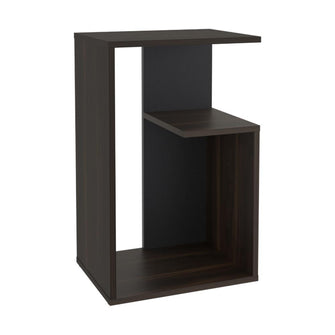 Mesa de Noche Evert, Caoba y Wengue, con diseño moderno y espacio para ubicar objetos ZF