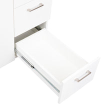 Gabinete Inferior Stella, Blanco Perla, con Dos Puertas Batientes y Tres Cajones Deslizables, con Mesón Izquierdo