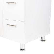 Gabinete Inferior Stella, Blanco Perla, con Dos Puertas Batientes y Tres Cajones Deslizables, con Mesón Izquierdo