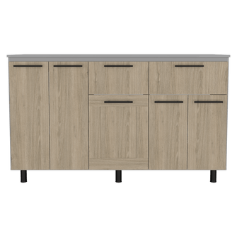 Gabinete Inferior Kazán 150, Beige y Gris, con Gran Capacidad de Almacenamiento