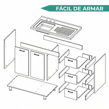 Gabinete Inferior Cantabria, Wengue Y Blanco Duqueza, con Dos Puertas Batientes Y Tres Cajones Deslizables ZF