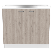 Gabinete Inferior Cantabria, Blanco y Humo, con Dos Puertas Batientes, con Mesón Derecho  ZF