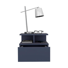 Mesa de Noche Flotante Nube, Kronos Azul, con un Cajón y División de dos Entrepaños