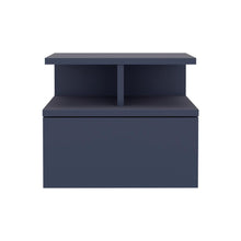 Mesa de Noche Flotante Nube, Kronos Azul, con un Cajón y División de dos Entrepaños