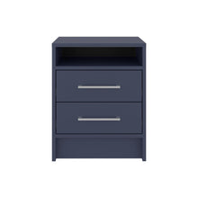 Mesa de Noche Douglas, Kronos Azul, Con Dos Cajones, Espacio Para Libros Y Objetos Decorativos