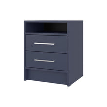 Mesa de Noche Douglas, Kronos Azul, Con Dos Cajones, Espacio Para Libros Y Objetos Decorativos