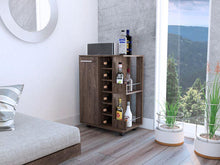 Bar Cart Argus, Chocolate, con Puerta y Patas con Rodachines