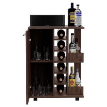 Bar Cart Argus, Chocolate, con Puerta y Patas con Rodachines