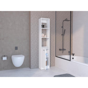 Mueble Auxiliar de Baño Karps, Blanco Duqueza, con una puerta abatible y manija metalica ZF