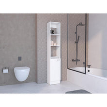 Mueble Auxiliar de Baño Karps, Blanco Duqueza, con una puerta abatible y manija metalica ZF