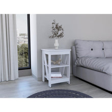 Mesa Auxiliar Baylot, Blanco, con espacios para colocar objetos decorativos ZF