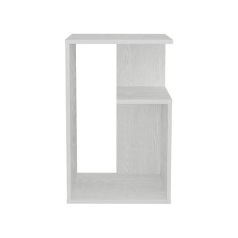 Mesa Auxiliar Evert, Blanco Duqueza, con diseño moderno y espacio para ubicar objetos