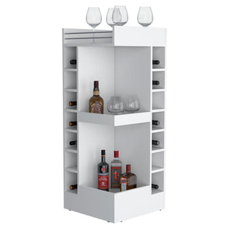 Bar Bajo Esquinero Lym, Blanco, con espacio para ubicar botellas ZF