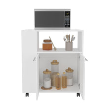 Mesa Auxiliar de Cocina Eldon, Blanco, con rodachina y rodachina de freno ZF