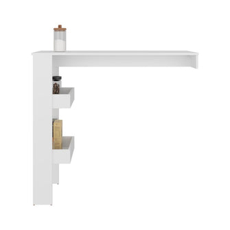Mesa de Bar Rayo, Blanco Duqueza, con espacio para colocar objetos de bar ZF