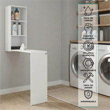 Mesa Para Planchar Plegable a la Pared Vesper, Blanco, con Amplia Superficie Baja Para Almacenamiento ZF