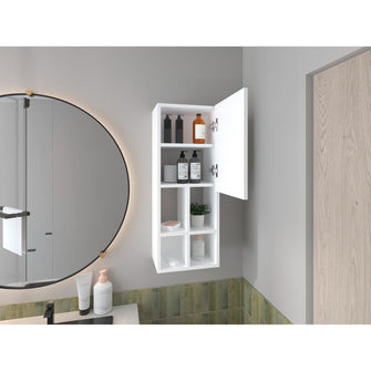 Gabinete de Baño Niwot, Blanco Duqueza, con tres entrepaños y compartimentos para almacenar objetos ZF