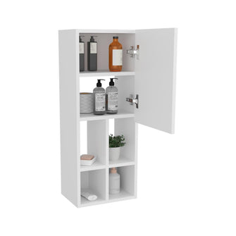 Gabinete de Baño Niwot, Blanco Duqueza, con tres entrepaños y compartimentos para almacenar objetos ZF