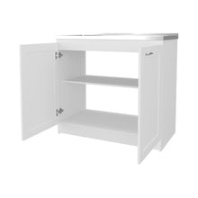 Gabinete Inferior Toronto, Blanco, con espacio de almacenamiento y manijas metálicas ZF