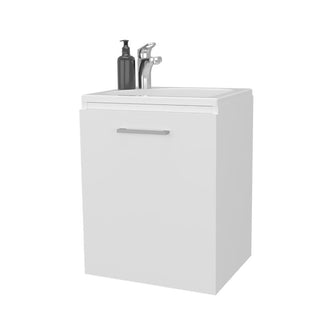 Mueble Lavamanos Saju, Blanco Duqueza, Incluye Lavamanos Plastiglas Floresta ZF