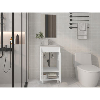Combo Mueble Para Lavamanos Brandy, Blanco Duqueza, Incluye Lavamanos Praia 45 y Espejo ZF
