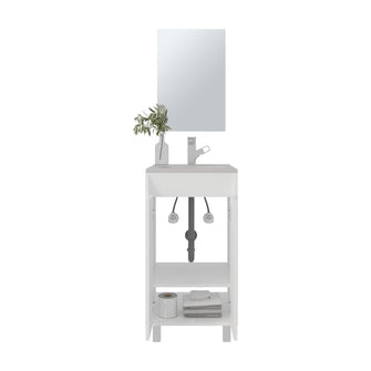 Combo Mueble Para Lavamanos Brandy, Blanco Duqueza, Incluye Lavamanos Praia 45 y Espejo ZF