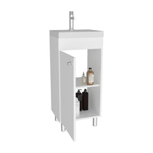 Mueble para Lavamanos Rivera, Blanco Duqueza, con patas en acero y con gran espació para colocar objetos ZF