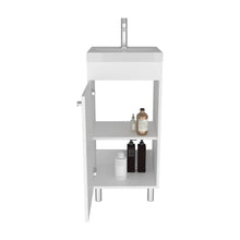 Mueble para Lavamanos Rivera, Blanco, con patas en acero y con gran espació para colocar objetos ZF