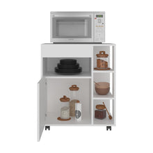 Modulo Microondas Con ruedas Kati, Kronos Blanco, una puerta abatible y compartimiento inferior de almacenamiento ZF