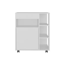 Modulo Microondas Con ruedas Kati, Kronos Blanco, una puerta abatible y compartimiento inferior de almacenamiento ZF