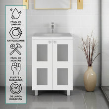 Mueble para Lavamanos Haysi, Blanco, Dos puertas abatibles y entrepaño, incluye lavamanos ZF