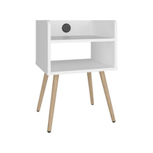 Mesa de Noche Didi USB, Kronos blanco, Con espacio para almacenar objetos pequeños ZF