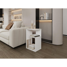 Mesa Auxiliar Evert, Kronos Blanco, con diseño moderno y espacio para ubicar objetos ZF