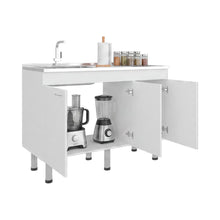 Gabinete Inferior de Cocina Oceana 120, Kronos Blanco, Incluye Mesón Izquierdo ZF