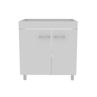 Mueble Lavadero Minox, Blanco, Material Resistente A La Humedad y Patas Metálicas