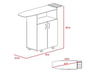 Mesa Para Planchar Tambo, Blanco, con Amplia Superficie y Forro Acolchado Ajustable