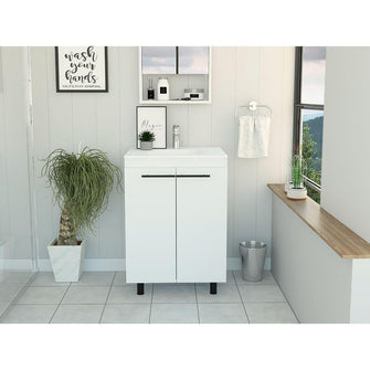 Mueble para Lavamanos Anney, Blanco Nevado, con Dos Puertas Batientes Diseño Moderno    ZF