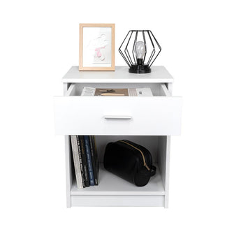 Mesa de Noche Cruella, Blanco, con Un Cajón Deslizable