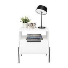 Mesa de Noche Wesley, Blanco Duqueza, Con Un Cajón Deslizable y Entrepaños
