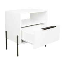 Mesa de Noche Wesley, Blanco Duqueza, Con Un Cajón Deslizable y Entrepaños