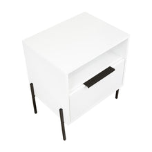 Mesa de Noche Wesley, Blanco Duqueza, Con Un Cajón Deslizable y Entrepaños